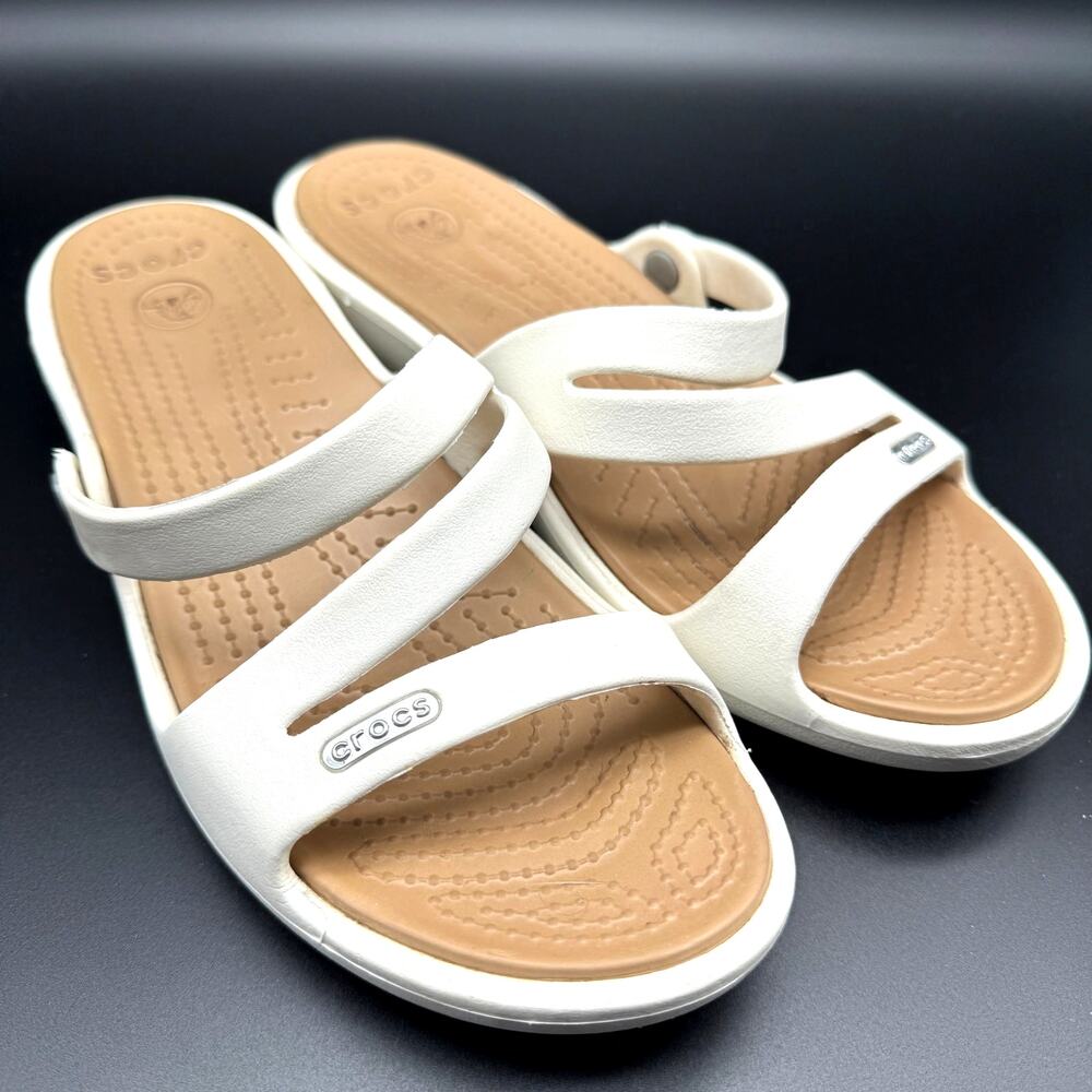 Crocs Patricia Sandals Womens 7 White Comfort Strappy Slingback W7